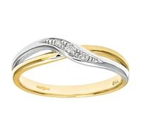 Naava Women's 9 ct Yellow and White Gold Diamond Crossover Ring