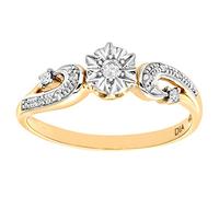 Naava Women's 9 ct Yellow Gold Diamond Accent Ring, Size K