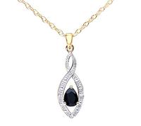 Naava Women's 9 ct Yellow Gold Diamond and Sapphire Pendant and 41cm Chain Necklace