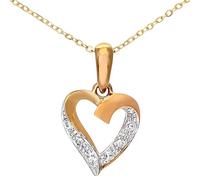 Naava Women's 9 ct Yellow Gold Diamond Heart Pendant and Chain Necklace of 46 cm