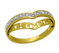 Naava Women's 9 ct Yellow Gold I Love You Diamond Wishbone Ring, Size M