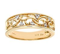 Naava Women's 9 ct Yellow Gold with Delicate Diamond Detail Ring, Size T