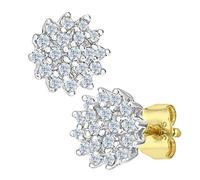 Naava Women's 9ct Gold Studd Earrings with 0.25 ct Round Diamond Cluster - Diamond Earrings for Women with Gift Box - Timeless Gold Earrings Gift for Any Occasion