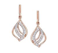 Naava Women's 9ct Rose Gold Diamond Twist Teardrop Drop Earrings