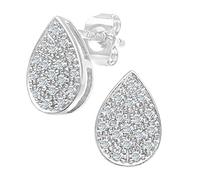 Naava Women's Diamond Pear 9 ct White Gold Earrings