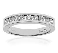 Naava Women's Platinum Channel Set Half Eternity Ring, IJ/I Certified Diamonds, Round Brilliant, 0.50ct