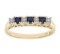 Naava Women's Sapphire and Diamond Eternity Ring, 9 ct Yellow Gold, Half Eternity Set, Round Cut, 0.02 ct Diamond Weight,Size R
