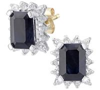 Naava's Sapphire Gold Earrings - 9 Ct Original Gold Earrings for Women - Gold Stud Earrings with Sapphire and Diamonds - Branded Box - Timeless Gold Earrings - Gift for All Occasions