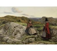NAAYRASA Famous Painting HD Print Picture Abstract Print Artwork Welsh Landscape with Two Ladies Knitting William Dyce Mural Poster for Home Decor 60x90cm