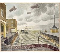 NAAYRASA Famous Vintage Art Painting Modern Poster Barrage Balloons Outside a British Port by Eric Ravilious Posters and Prints for Home Decor 60x90cm