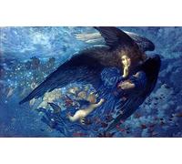 NAAYRASA Famous Vintage Art Painting Modern Poster Night with Her Train of Stars by Edward Robert Hughe Posters and Prints for Home Decor 60x90cm
