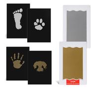 Nabance Baby Handprint and Footprint Kit, 1 Gold Inkless Print Pad, 1 Silver Inkless Print Pad, 4 Black Print Cards, Pet Paw Print, Hand Print Kits for Babies Safe Non-Toxic, Pawprint Keepsake Kit