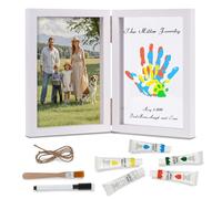 Nabance Family Handprint Kit, Wooden Handprint Frame, DIY Craft Keepsake Frame with 4 Handprint Spaces, Gifts for New Parents, Grandparents, Mother's Day, Father's Day, Family Keepsake