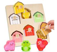 Nabance Wooden Puzzles for 1 2 3 Year Olds Farm Animal Puzzles Peg Puzzle for 1 Year Old Montessori Toys for Toddlers, Birthday Easter Christmas Girls and Boys Gifts