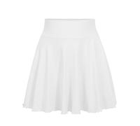 Nabawa Flowy Skirt for Women Tennis Skirt with Pocket Shorts Basic Versatile Stretchy Skorts Cute Mini Pleated Skirts,White,L