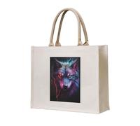 NABEAR A Blue And Red Wolf Canvas Carrying Tote Bag – Eco-Friendly Reusable Shopping Bag,Shoulder Bag For Women
