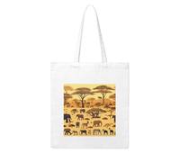 NABEAR African Grassland Animals Canvas Shopping Bag-Reusable,Eco-Friendly With Printed Shoulder Bag Tote Bag For Women