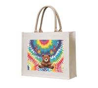 NABEAR Bear Dancing Tie Dye Canvas Carrying Tote Bag – Eco-Friendly Reusable Shopping Bag,Shoulder Bag For Women