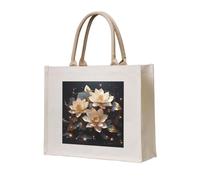 NABEAR Bohemian Golden Lotus Canvas Carrying Tote Bag – Eco-Friendly Reusable Shopping Bag,Shoulder Bag For Women