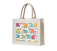 NABEAR Cute Colorful Sheep Cartoon Pattern Canvas Carrying Tote Bag – Eco-Friendly Reusable Shopping Bag,Shoulder Bag For Women