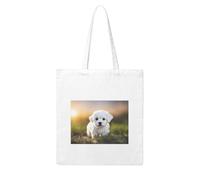 NABEAR Cute Maltese Puppy Canvas Shopping Bag-Reusable,Eco-Friendly With Printed Shoulder Bag Tote Bag For Women