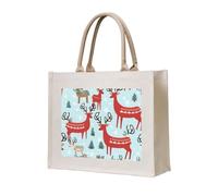 NABEAR Cute Xmas Reindeer Canvas Carrying Tote Bag – Eco-Friendly Reusable Shopping Bag,Shoulder Bag For Women