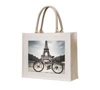 NABEAR Eiffel Tower Bike Canvas Carrying Tote Bag â€“ Eco-Friendly Reusable Shopping Bag,Shoulder Bag For Women