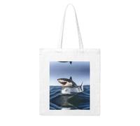 NABEAR Great White Shark Canvas Shopping Bag-Reusable,And Eco-Friendly With Printed Shoulder Bag Tote Bag For Women