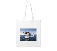 NABEAR Great White Shark Canvas Shopping Bag-Reusable,Eco-Friendly With Printed Shoulder Bag Tote Bag For Women