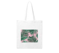 NABEAR Green Palm Tree Leaves Pink Canvas Shopping Bag-Reusable,Eco-Friendly With Printed Shoulder Bag Tote Bag For Women