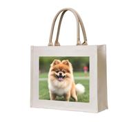 NABEAR Happy Short-Haired Pomeranian Canvas Carrying Tote Bag – Eco-Friendly Reusable Shopping Bag,Shoulder Bag For Women