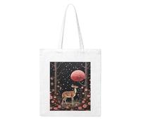 NABEAR Lost Deer In The Flowers Canvas Shopping Bag-Reusable,And Eco-Friendly With Printed Shoulder Bag Tote Bag For Women