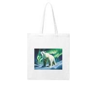 NABEAR Northern Lights Polar Bear Canvas Shopping Bag-Reusable,Eco-Friendly With Printed Shoulder Bag Tote Bag For Women