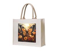 NABEAR Orange Yellow Butterfly Field Flowers Canvas Carrying Tote Bag â€“ Eco-Friendly Reusable Shopping Bag,Shoulder Bag For Women