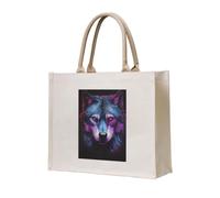 NABEAR Purple And Blue Wolves Canvas Carrying Tote Bag â€“ Eco-Friendly Reusable Shopping Bag,Shoulder Bag For Women