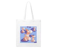 NABEAR Rabbit Holding The Ball Canvas Shopping Bag-Reusable,Eco-Friendly With Printed Shoulder Bag Tote Bag For Women