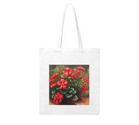 NABEAR Red Geraniums Canvas Shopping Bag-Reusable,Eco-Friendly With Printed Shoulder Bag Tote Bag For Women