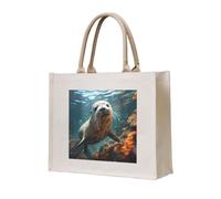 NABEAR Seal Pup In Water Canvas Carrying Tote Bag â€“ Eco-Friendly Reusable Shopping Bag,Shoulder Bag For Women