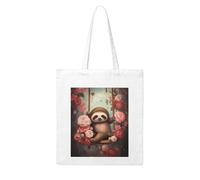 NABEAR Sloth Sitting On A Swing By The Roses Canvas Shopping Bag-Reusable,And Eco-Friendly With Printed Shoulder Bag Tote Bag For Women