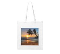 NABEAR Sunset Beach Canvas Shopping Bag-Reusable,Eco-Friendly With Printed Shoulder Bag Tote Bag For Women