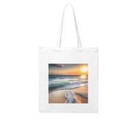 NABEAR Sunset Over The Waves Canvas Shopping Bag-Reusable,Eco-Friendly With Printed Shoulder Bag Tote Bag For Women
