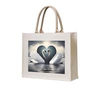 NABEAR Swan Heart Canvas Carrying Tote Bag – Eco-Friendly Reusable Shopping Bag,Shoulder Bag For Women