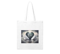 NABEAR Swan Heart Canvas Shopping Bag-Reusable,Eco-Friendly With Printed Shoulder Bag Tote Bag For Women
