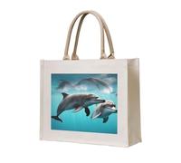 NABEAR Two Dolphins Canvas Carrying Tote Bag â€“ Eco-Friendly Reusable Shopping Bag,Shoulder Bag For Women