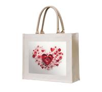 NABEAR Valentine'S Day Red Heart Flower Canvas Carrying Tote Bag â€“ Eco-Friendly Reusable Shopping Bag,Shoulder Bag For Women