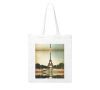 NABEAR Vintage Style Eiffel Tower Paris Canvas Shopping Bag-Reusable,And Eco-Friendly With Printed Shoulder Bag Tote Bag For Women