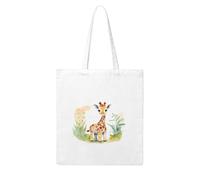 NABEAR Watercolor Baby Giraffe Canvas Shopping Bag-Reusable,Eco-Friendly With Printed Shoulder Bag Tote Bag For Women