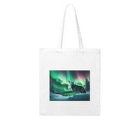 NABEAR Wolves Howl In The Northern Lights Canvas Shopping Bag-Reusable,Eco-Friendly With Printed Shoulder Bag Tote Bag For Women
