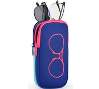 Nabevin KKP by MYTAGALONGS Double Eyeglass Case with 2 Compartments, Blue/Aqua, One Size
