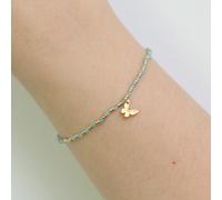 Nabi London Gemstone butterfly charm bracelet - 18k gold plated / 3 Milky aqua